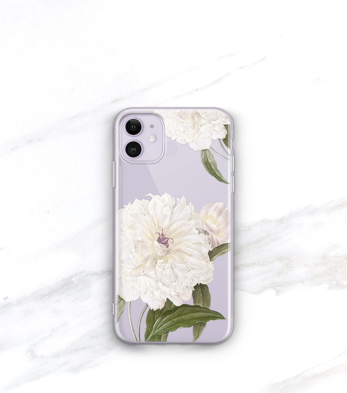 White Peony Clear Case | iPhone