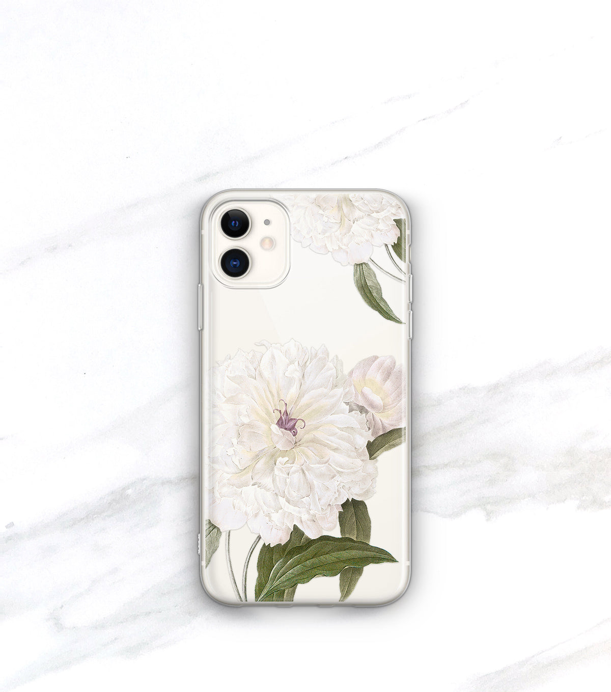 White Peony Clear Case | iPhone