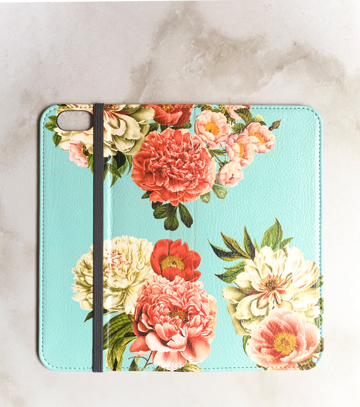 Peony Bunch Wallet case for iPhone full view