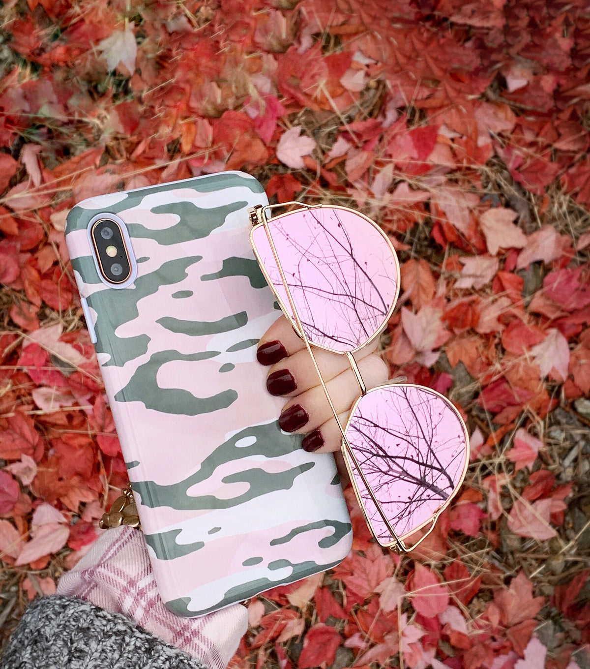 pink green camouflage case for iPhone xs max