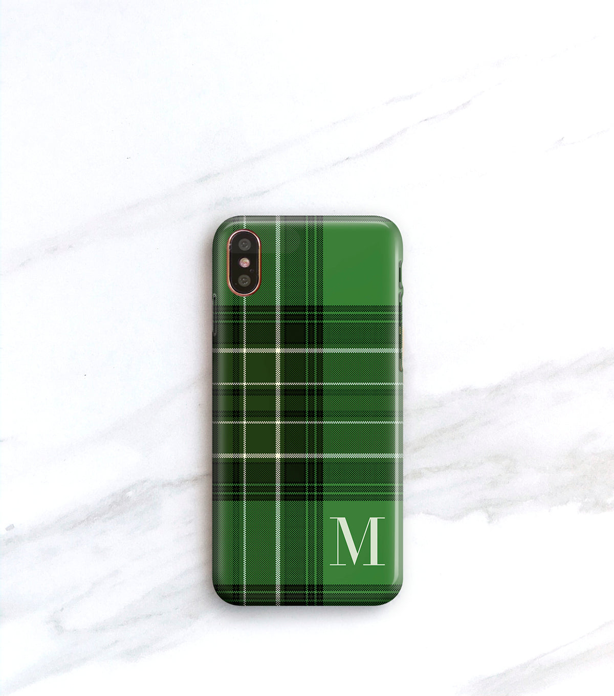 green plaid iPhone xs max case with initial