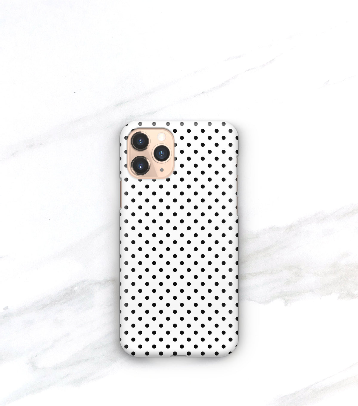 iphone 11 pro case with black and white polkadots
