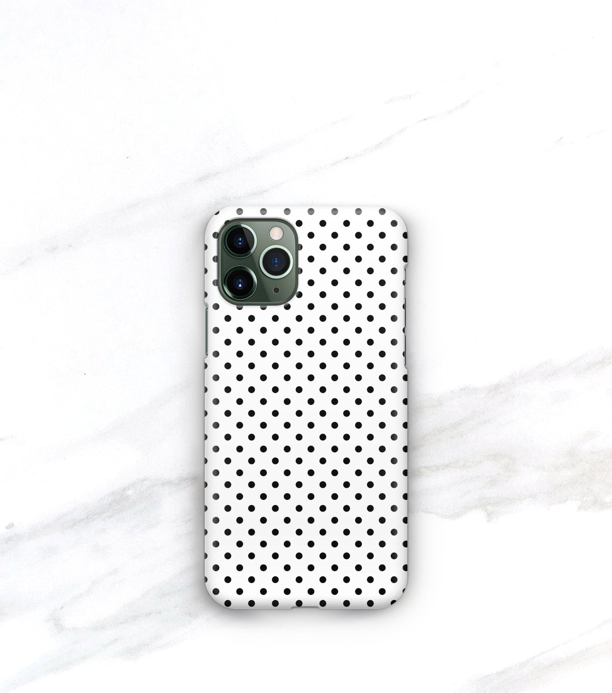 iphone 11 pro max with classic polka dot case in black and white