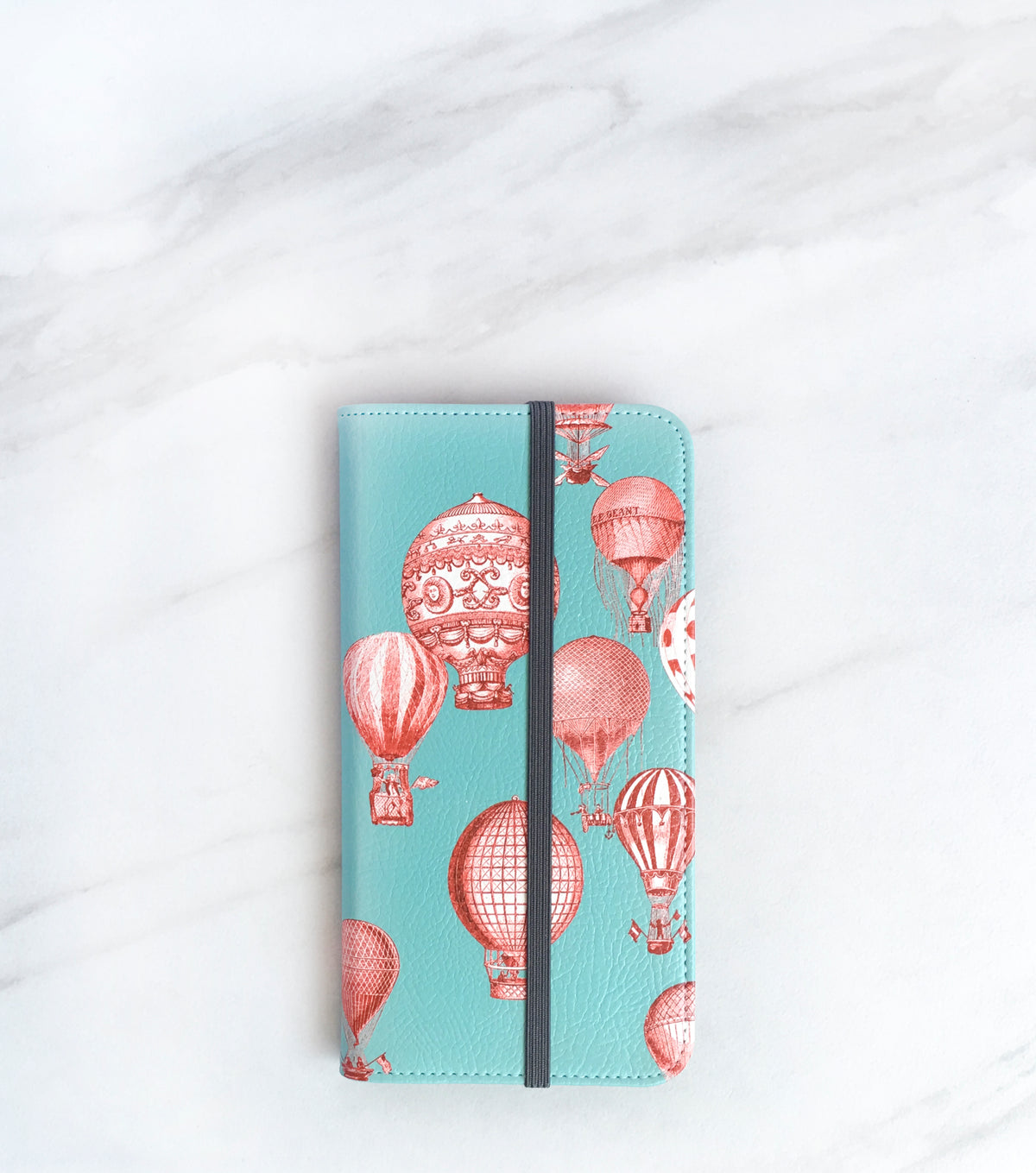 Hot Air Balloons red and blue iPhone wallet case with strap