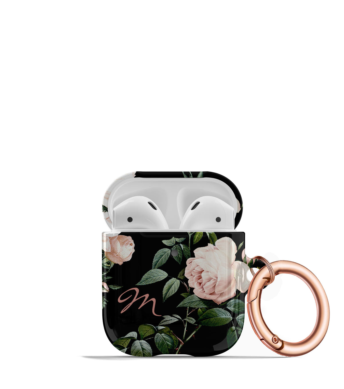 Blush Rose on Black AirPod Case