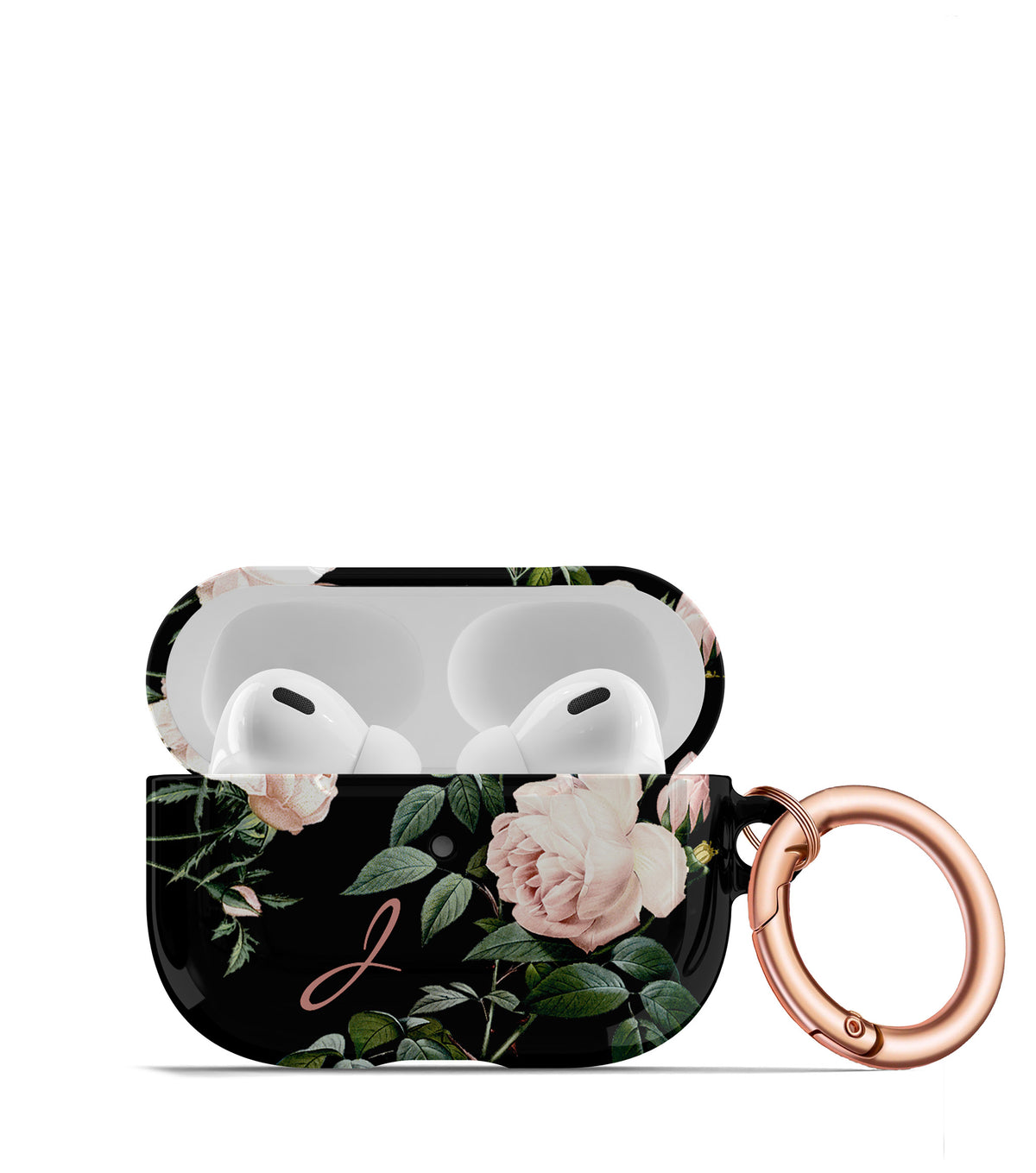 Blush Rose on Black AirPod Case