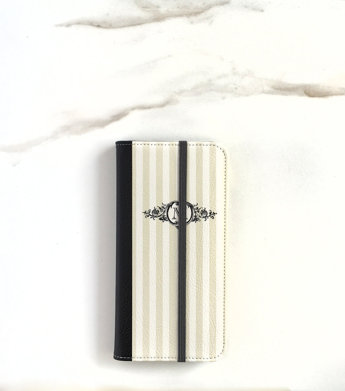 Stately Stripes Wallet case for iPhone with strap