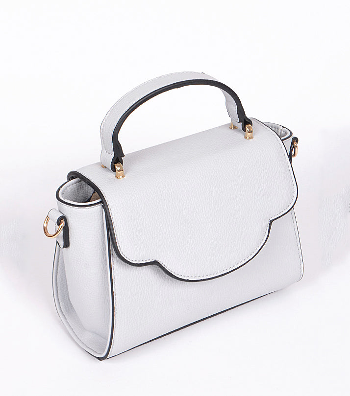 The Bag gray handbag gold accents