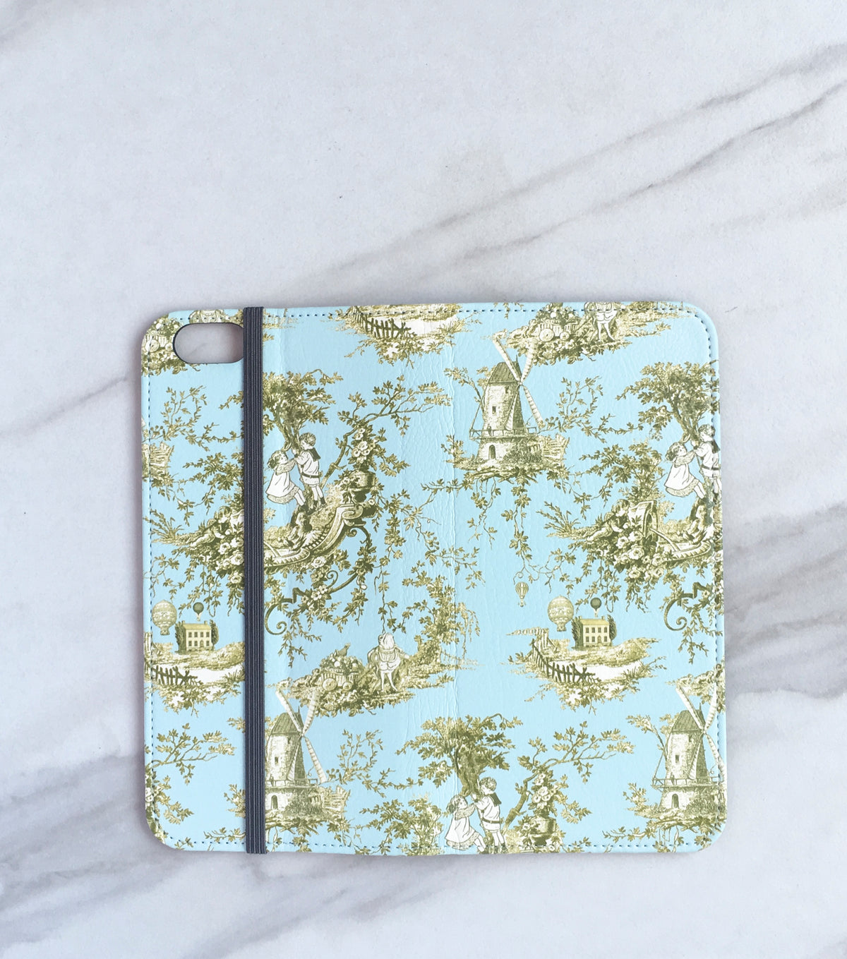 French Country Toile Wallet case for iPhone full view