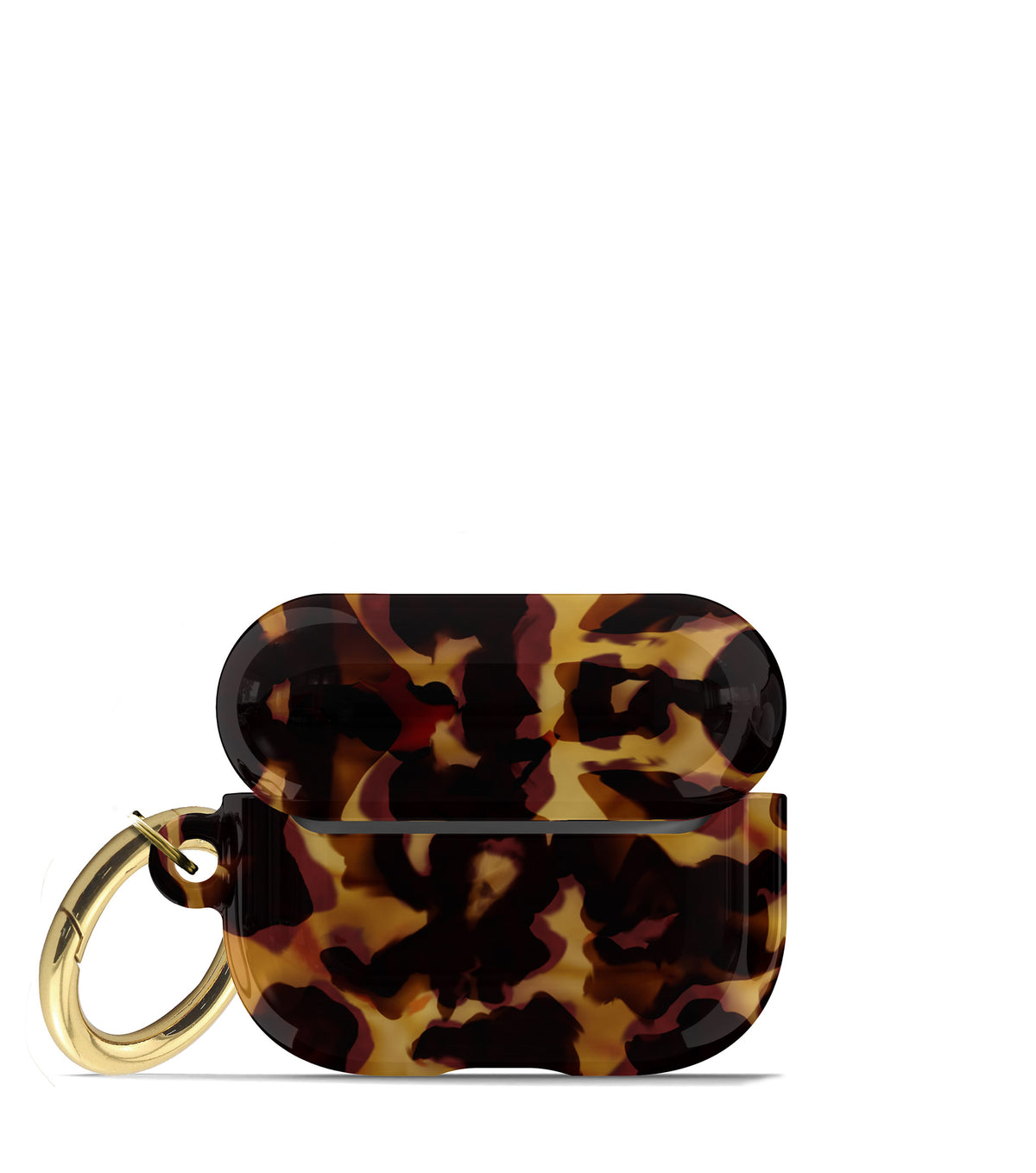 tortoise airpods pro case with gold keychain