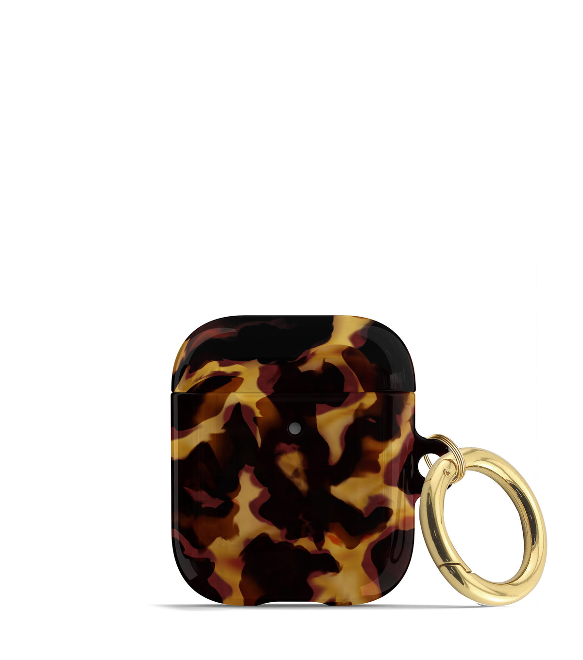 tortoise airpods case with gold keychain