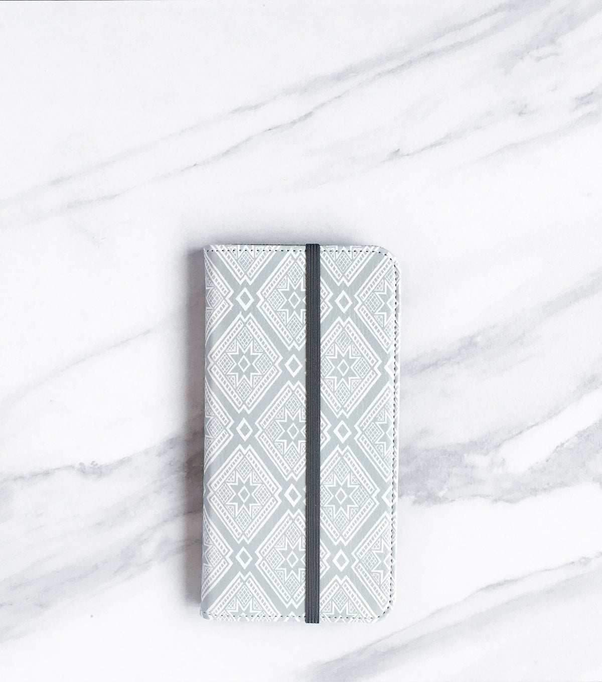 Tribal Gray Wallet case for iPhone with strap