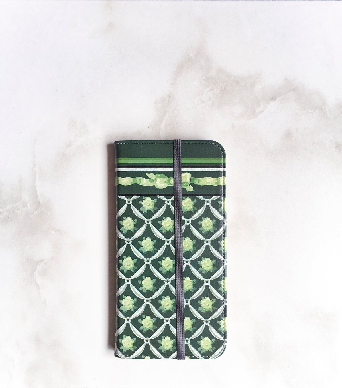 Green Decor Wallet case for iPhone with strap 