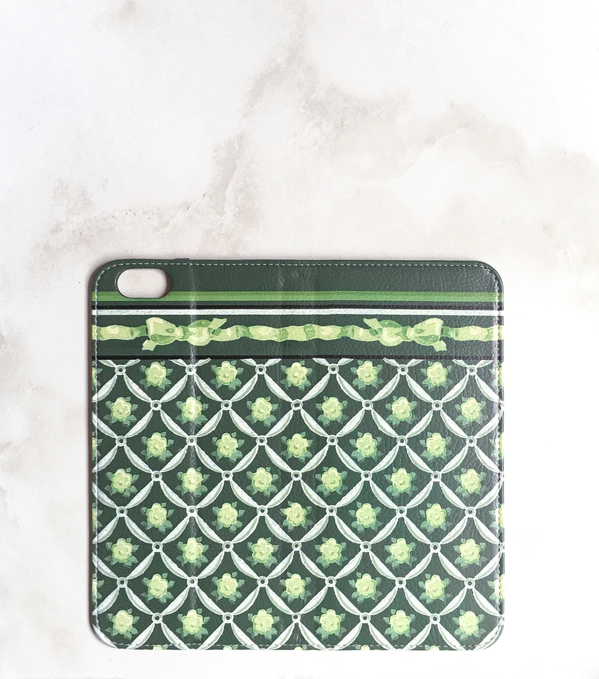 Green Decor Wallet Case for iPhone full view