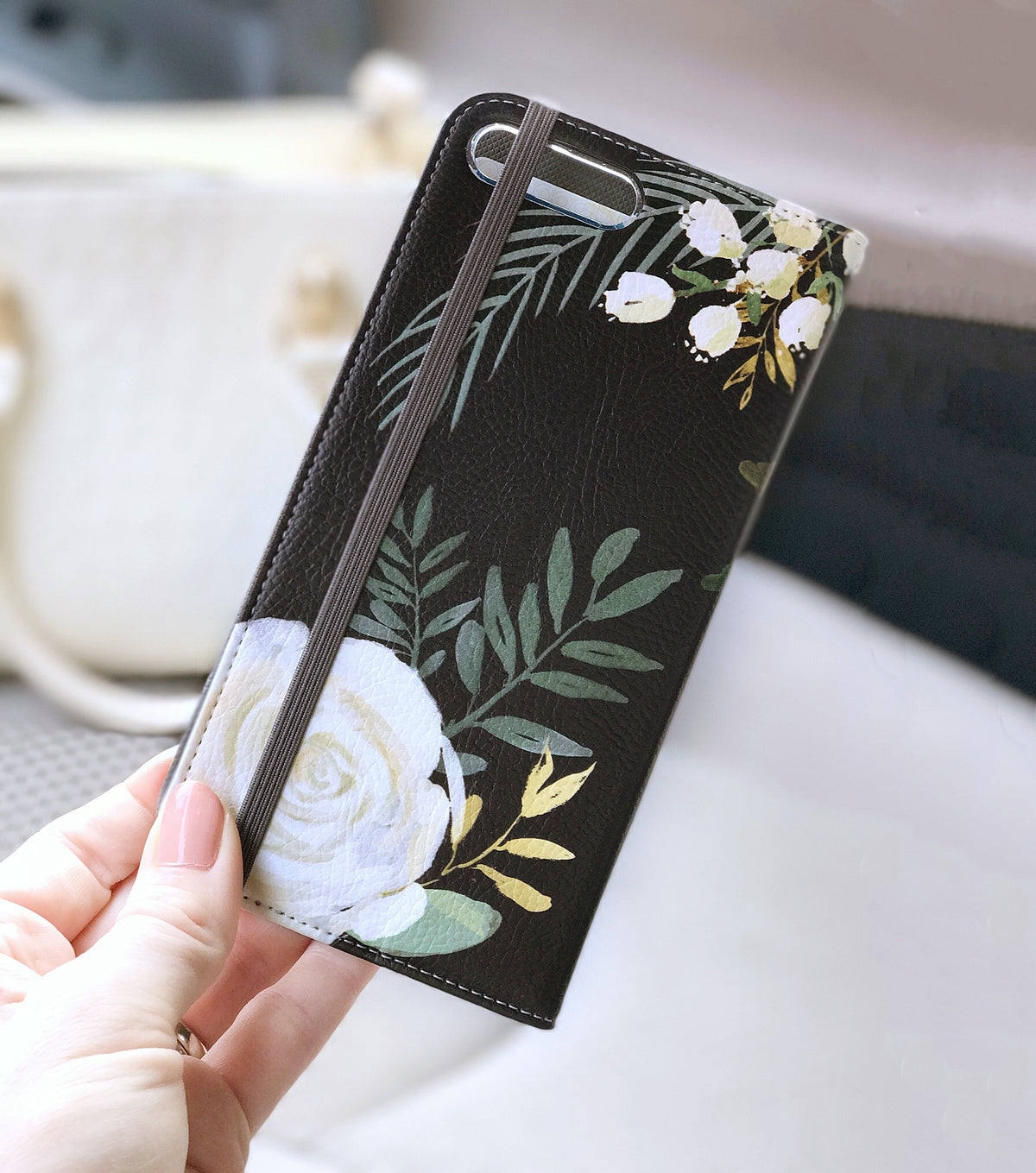 Watercolor Roses Wallet case for iPhone with strap