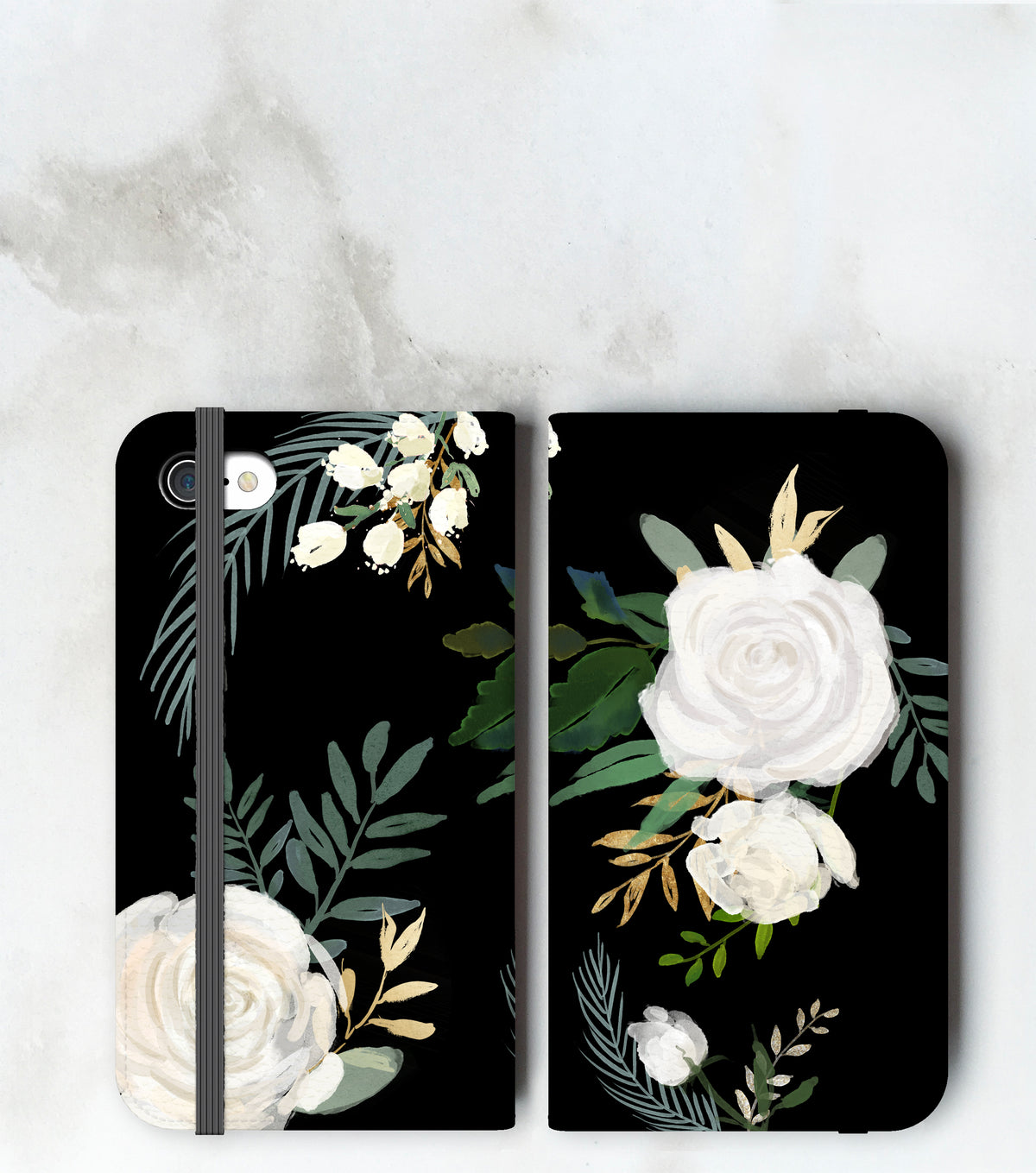 Watercolor Roses Wallet case for iPhone front and back
