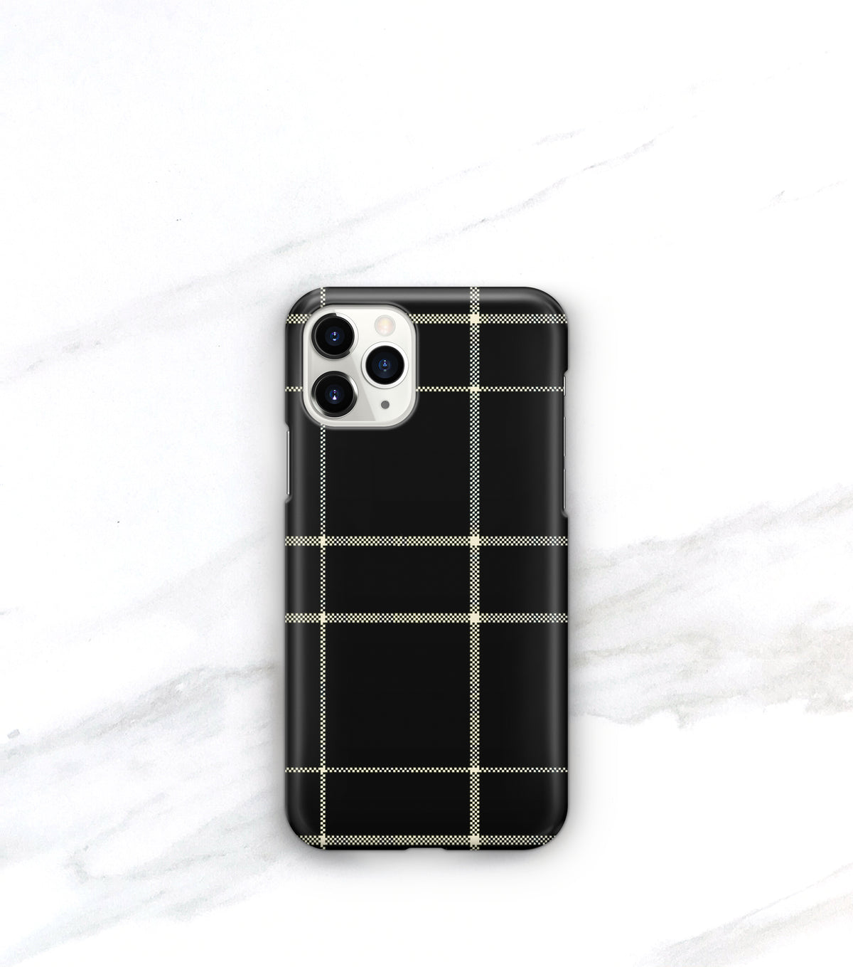 designer plaid iphone 11 pro case in black and cream