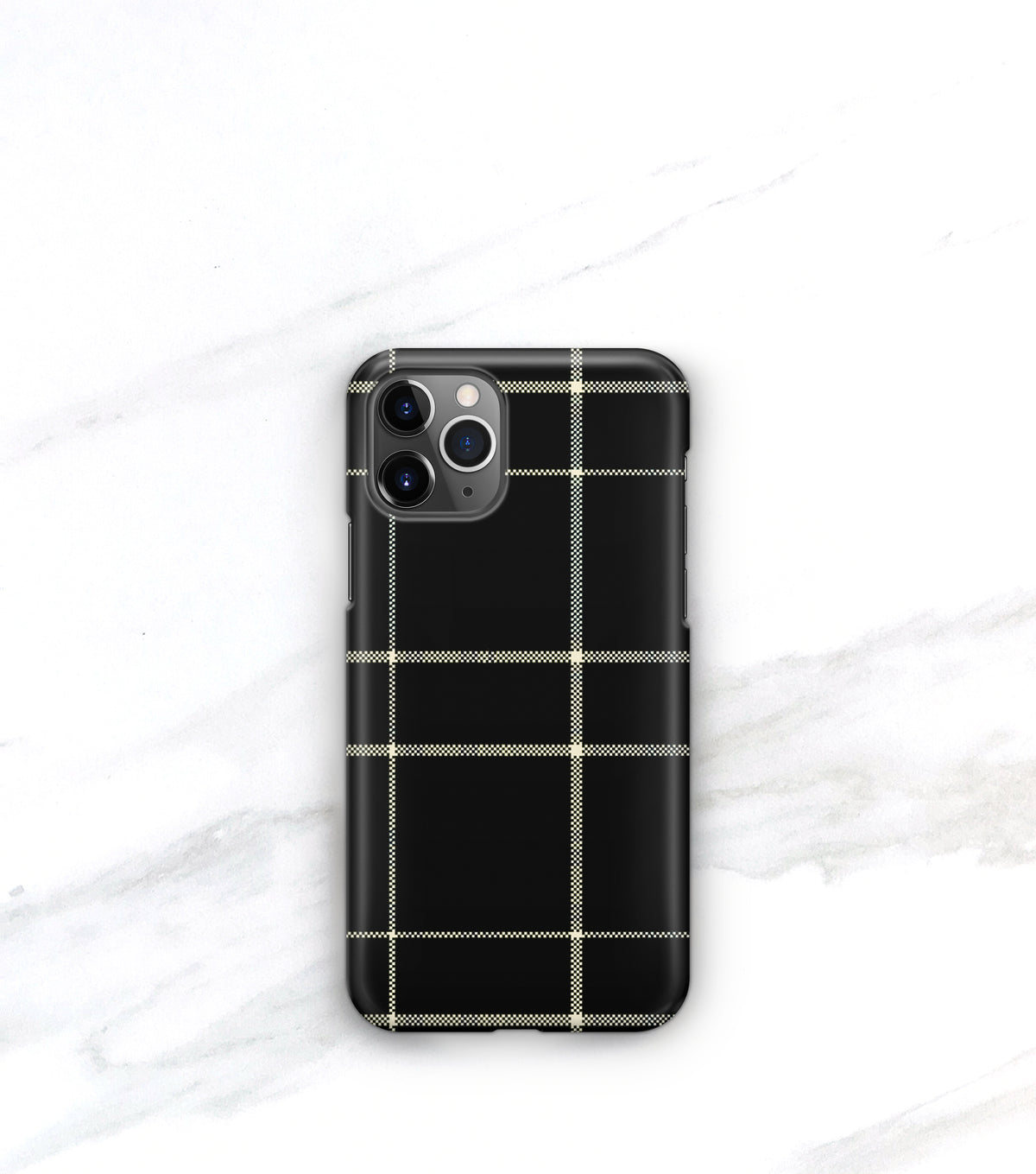 designer plaid iPhone 11 pro max case in black and cream