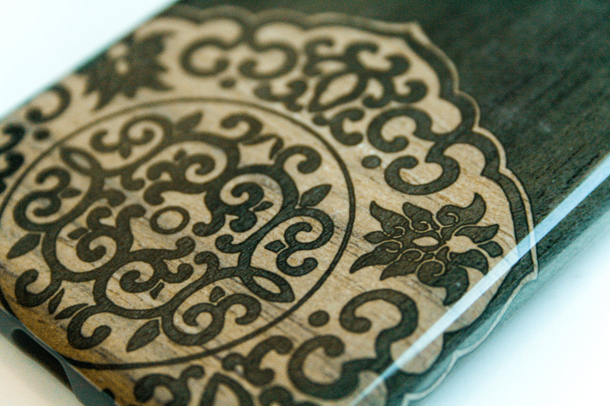 Wood Inlay medallion on plastic case